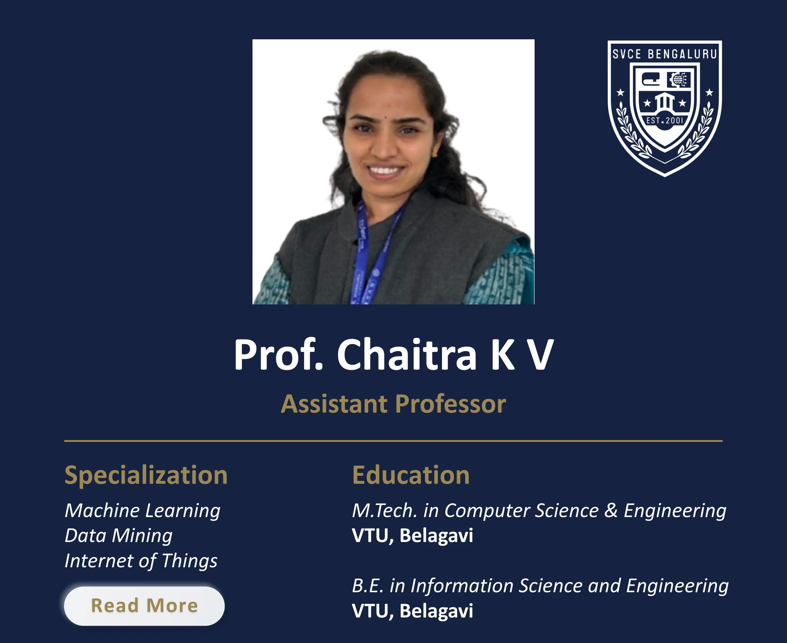 Ms. Chaitra K V - Assistant Professor